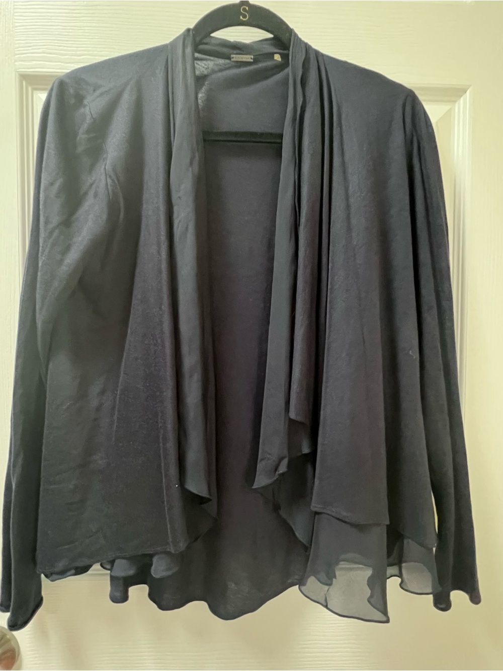 Elie Tahari Women’s Navy Summer Lightweight Mixed Media Silk Open Cardigan S
